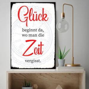 queence Metallbild "Zeit", Schriftzüge-Schriftzug-Sprüche-Sprüche & Texte, (1 St.), Stahlschilder