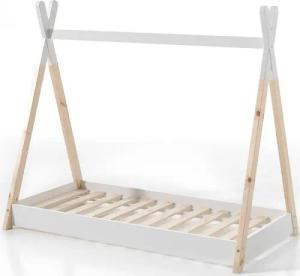 Vipack Kinderbett "Tipi, mit Querstange in Zelt-Optik, Kiefer massiv", (inkl. Lattenrost, Bettrahmen in Weiß, 2 Größen zur Auswahl), Bodenfreiheit 1,5 cm für bessere Belüftung