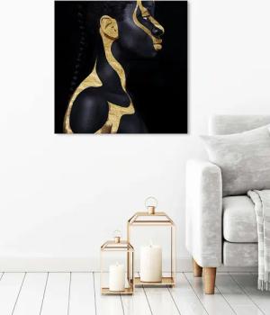 queence Acrylglasbild "Chnum", Frau-Gemälde-Frau-Bilder von Frauen-Mode-Modern-Fashion-Magazincover, (1 St.), von Hand eingearbeitete Blattgold Applikationen