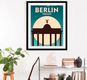 queence Bild "Berlin", Stadt-Deutschland-Schriftzug-Berlin-Gebäude-Sprüche & Texte, (1 St.), gerahmt