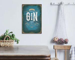queence Metallbild "Gin", Sprüche-Schriftzug-Sprüche-Sprüche & Texte-Getränke, (1 St.), Stahlschild, Blechschild, Sprüche, Texte, Gin, Getränke