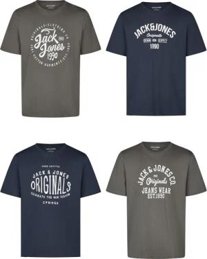 Jack & Jones Tshirt Herren Regular Fit JJLINO 4er Pack Set Pack