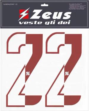 Zeus Nummern-Set 1-22 zum Aufbügeln 10cm halb rot