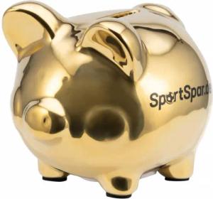 SportSpar.de "SparSau" Sparschwein aus Keramik gold
