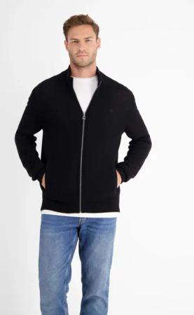 Schurwoll-Strickjacke mit Kaschmiranteil - Black