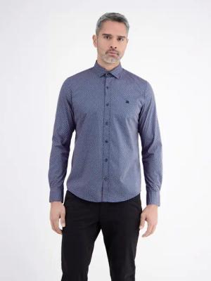 Modisches Hemd mit geometrischem Muster und Haifischkragen - Crispy Blue