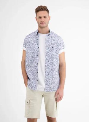 Halbarmhemd mit AOP - White