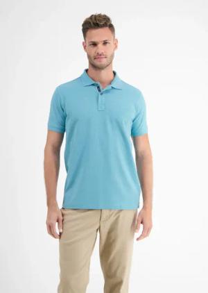 Poloshirt in Two-Tone-Piqué - Light Turquoise