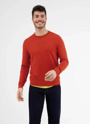 Lässiger Flachstrickpullover - Lava Red