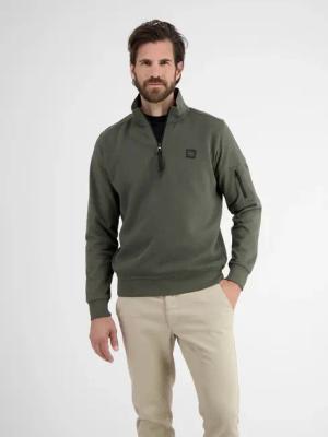 Herren Sweatshirt mit Troyerkragen - Chilled Olive