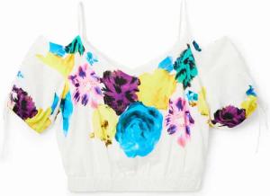 T-Shirt court gerafft Blumen Frau Desigual M. Christian Lacroix