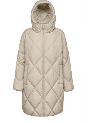 Lange Daunenjacke mit Kapuze, Damen Geox Tahina