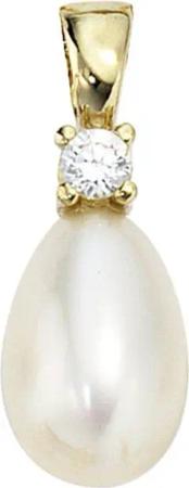 JOBO Perlenanhänger Anhänger mit Perle, 333 Gold mit Süßwasser-Zuchtperle und Zirkonia