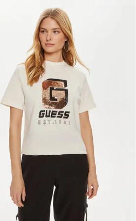 Guess T-Shirt Ines V4YI07 I3Z14 Écru Regular Fit