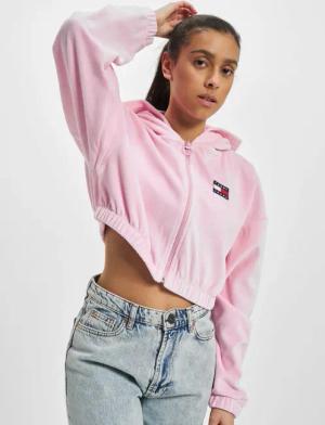 Tommy Jeans Super Crop Velour Hooded Zipper Hoodie