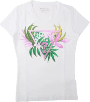 Damen T-Shirt mit Blättern in Dreiecksform Guess