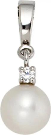 JOBO Perlenanhänger Anhänger mit Perle, 585 Weißgold 1 Diamant und Süßwasser-Zuchtperle