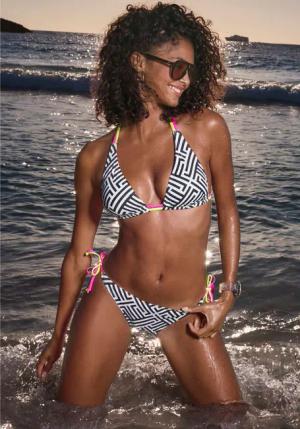 BUFFALO Bikini-Hose Damen schwarz-weiß Gr.38