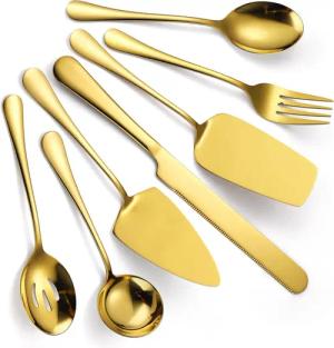 RWEUOQ Kochbesteck-Set Kochbesteck-Set 7-Teiliges Gold Besteck