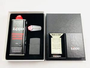 Zippo Feuerzeug schwarz Black Crackle Geschenkset