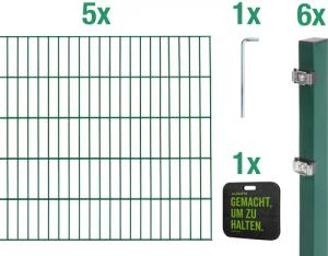Alberts Doppelstabmattenzaun Grundset, (Set), Höhe: 80-160