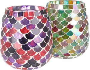 Guru-Shop Windlicht 2 handgearbeitete Glas Mosaik