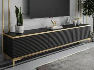ALLHOUSE24 TV-Schrank RIVERA geriffelte Fronten goldene