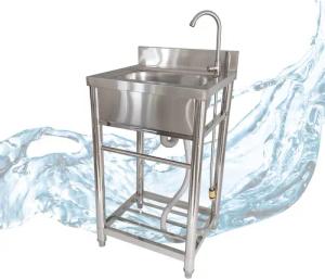 Lemodo Küchenspüle Spültisch freistehend, Wasserhahn mit
