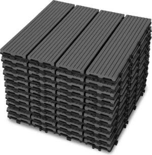 Clanmacy Holzfliesen WPC-Terrassenfliesen mit Drainagensystem Holzdielenoptik