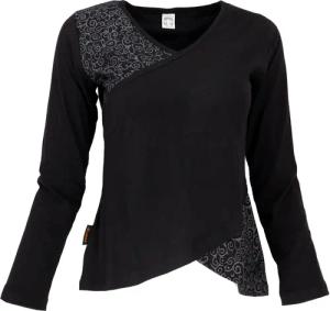 Guru-Shop Longsleeve Langarmshirt Boho-chic - schwarz