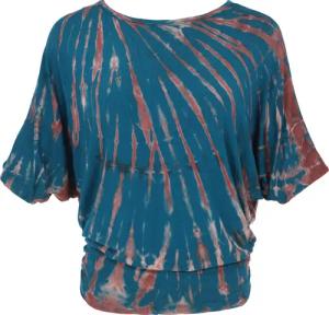 Guru-Shop T-Shirt Batikshirt mit Fledermausärmeln, lockeres..