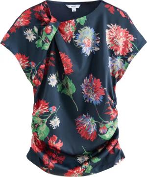 Next Kurzarmbluse Gerafftes Satin-Oberteil mit kurzen
