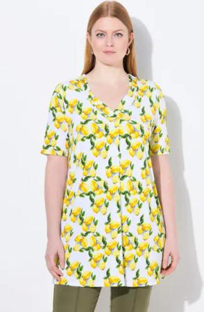 Ulla Popken Longshirt Slinky-Shirt Zitronen A-Linie