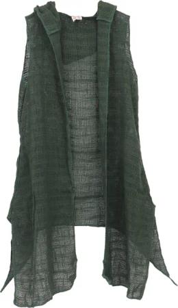 Guru-Shop Langjacke Offener Cardigan mit Kapuze,