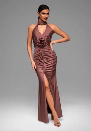 OMBRE Abendkleid Elegantes Maxikleid mit Rosendetail
