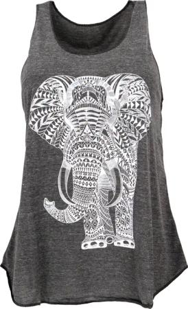 Guru-Shop T-Shirt Tanktop mit Elefant Retrodruck,