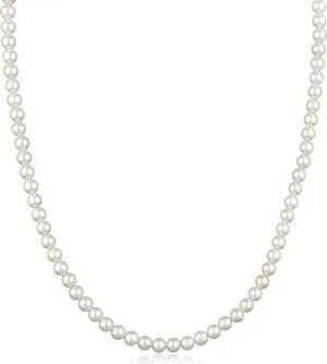Kuzzoi Silberkette Perlenkette Muschelkernperlen Weiß 925