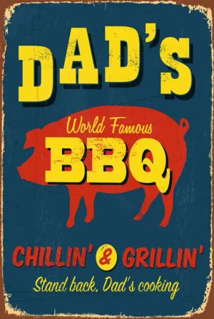 queence Metallbild "DADS BBQ", Schriftzüge-Schriftzug-Sprüche-Sprüche & Texte-Getränke-Tiere, Stahlschild, Blechschild, Sprüche, Texte, witzig, Bier, Grill