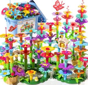 TEMI Blumen Stapelspielzeug, Blumengarten Spielsteine Spielbausteine,