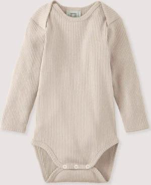 hessnatur Baby Body Langarm aus Bio-Baumwolle mit Bio-Merinowolle - beige - Größe 98/104