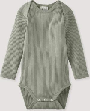 hessnatur Baby Body Langarm aus Bio-Baumwolle mit Bio-Merinowolle - grün - Größe 62/68
