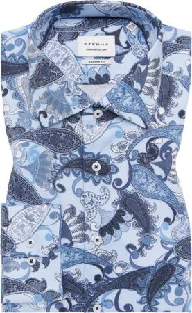 MODERN FIT Hemd in blau bedruckt