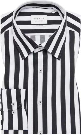 MODERN FIT Hemd in schwarz gestreift