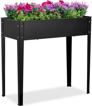 relaxdays Hochbeet Schwarzes Hochbeet aus Metall