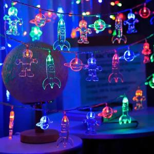 Qualra LED-Lichterkette 10/20LEDs Astronaut Rakete Raumschiff