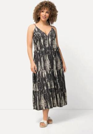 Ulla Popken Maxikleid Midikleid V-Ausschnitt Triangel-Schalen