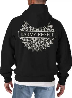 MAKAYA Kapuzenpullover mit Rückenprint Spruch Karma