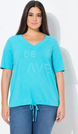 Ulla Popken T-Shirt T-Shirt Schriftdruck Saumband