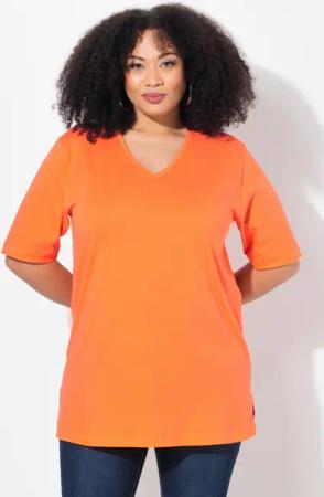 Ulla Popken T-Shirt T-Shirt V-Ausschnitt Relaxed