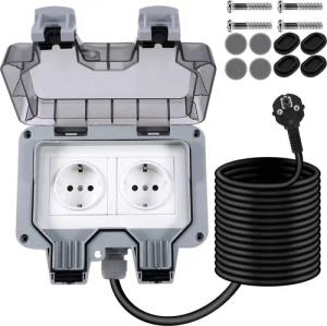 Sunicol Gartensteckdose Außensteckdosen, 16A,Stecker Kabel Wandsteckdose